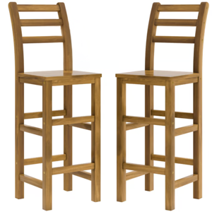 Barske stolice OSLO s naslonom, 2 kom, 40x36x110 cm, prirodna smeđa