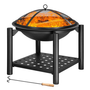 Ognjište sa spremištem za drva FIRE, Ø55 cm, crno