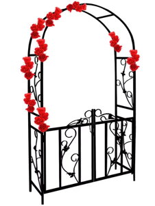Luk za ruže ROMANCE s vratima, 225x115x37 cm, crni