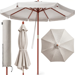 Suncobran MALAGA, Ø330cm, bež