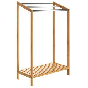 Bambuski stalak za ručnike RUBBY s metalnim šipkama i policom, 51x31x85 cm, smeđa/srebrna