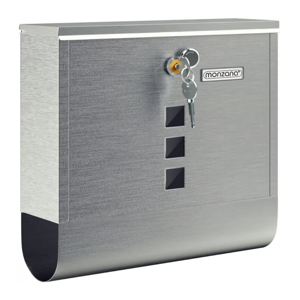 Poštanski sandučić s tubom za novine POST, 30,5x10x33,5cm, srebrna