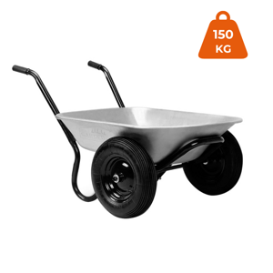 Tačke (kolica) DAMO pocinčane, max. kapacitet 100 l/150 kg, 2 gume, srebrne/crne