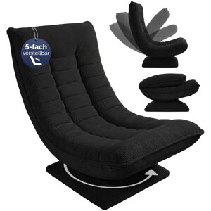 Ležaljka ABERDEEN CORD, rebrasti presvlak, 87×60×105 cm, crna
