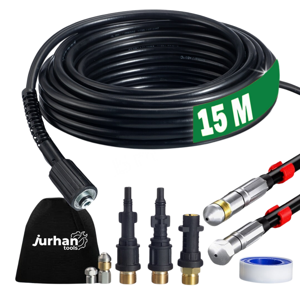 Set za čišćenje cijevi Premium, 15 m, crni