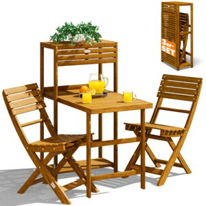 Balkonski set PATIO, 3-dijelni, prirodno drvo