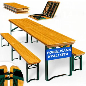 Pivski set MAXI, sklopivi, 220 cm, prirodna smeđa