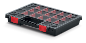 Plastični organizator NORS, 10 komada, 22 pretinaca, 34x25x5 cm, crna/prozirna