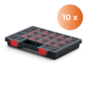 Plastični organizator NORS, 10 komada, 22 pretinaca, 34x25x5 cm, crna/prozirna