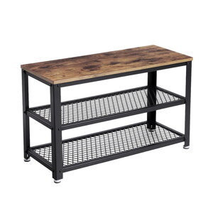 Klupa za hodnik s prostorom za cipele INDY, 73x30x45cm, smeđa/crna