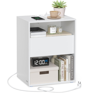 Noćni ormarić LUCIANO s funkcijom punjenja, 35x45x58,3 cm, bijela