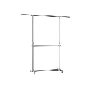 Stalak za odjeću na dvije razine JASON, 93x49x113–198 cm, srebrni