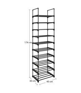 Modularni regal za cipele TUBE, 10 polica, 45x30x174 cm, crni