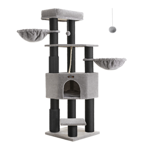 Mačji drvo ONYX, 50x50x160cm, siva/crna