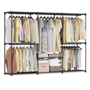 Otvoreni ormar s policama DRESSIO, 205x43x166 cm, crna