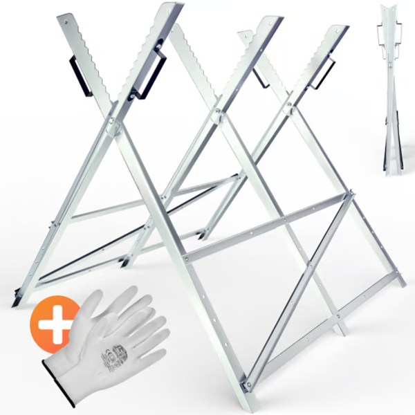 Stalak za piljenje drva ALBERT, 83x81x88 cm, srebrni