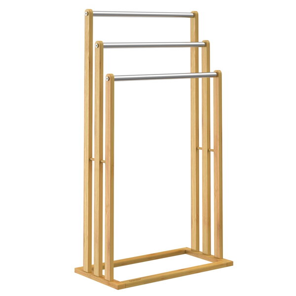 Bambuski stalak za ručnike RUBBY s metalnim šipkama, 46x24x84 cm, smeđa/srebrna