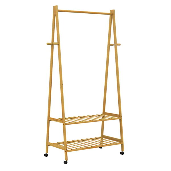 Bambuski stalak za odjeću KELLY s kotačićima, 69,5x43x152 cm, smeđa