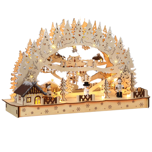 Božićni LED luk CLEMENT, 45x12,5x28cm, prirodna smeđa