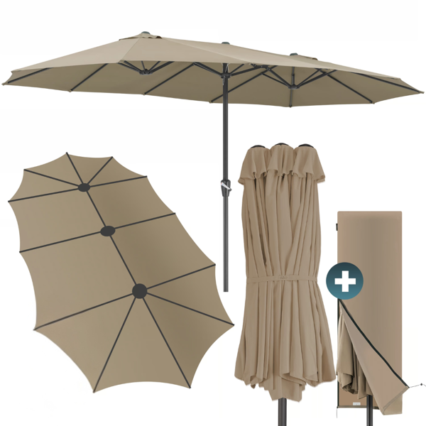 Dvostruki suncobran MIAMI, 460x270 cm, smeđe-siva (taupe)