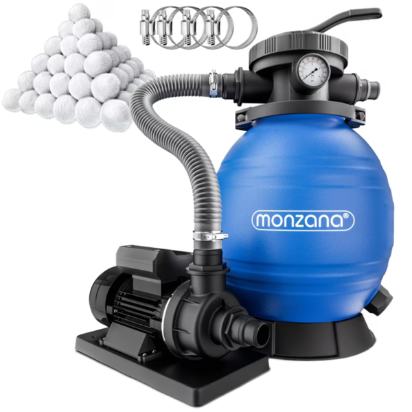 Pješčana filtracija za bazen AQUA s filter kuglicama, 10 200 l/h, plava