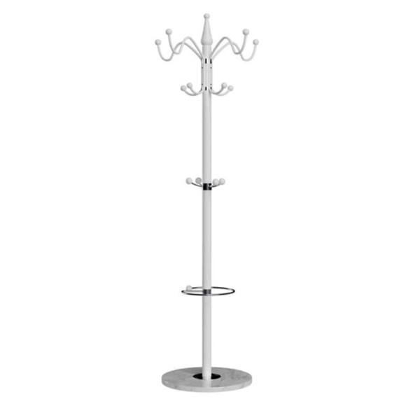 Stalak za kapute TENZY s mramornim postoljem, 37x173 cm, bijeli