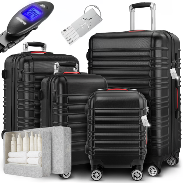 Set tvrdih kofera AERO, 4-dijelni, ABS, crni