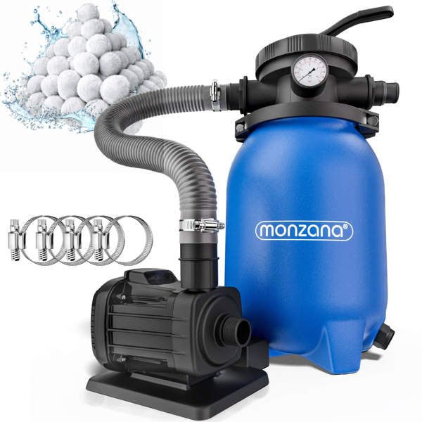 Pješčana filtracija za bazen AQUA s filter kuglicama, 5 000 l/h, plava