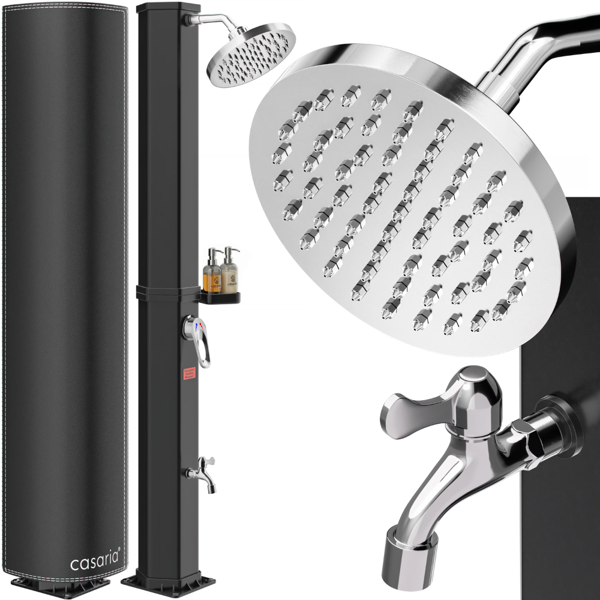 Solarni tuš s poklopcem HAVANA, 60 l, crni