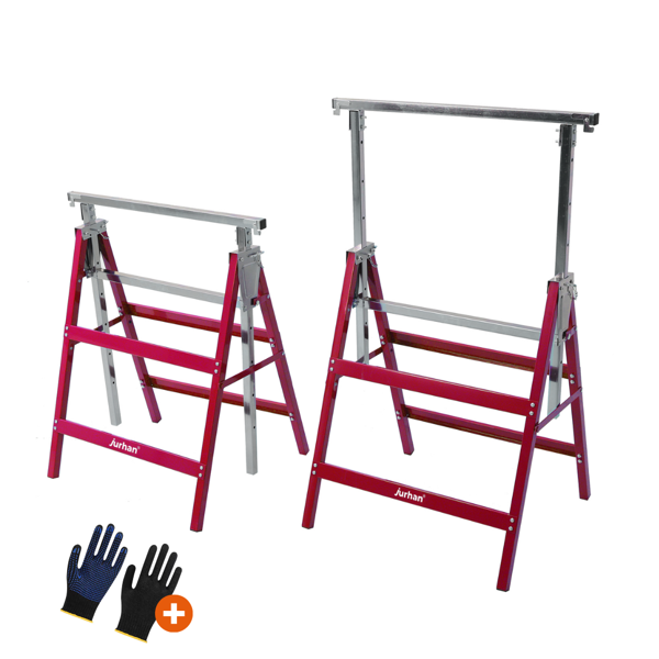 Teleskopski nosači za skelu DANNY, set od 2 komada, max. 200 kg, 60x56x81–130 cm, srebrno/crvena