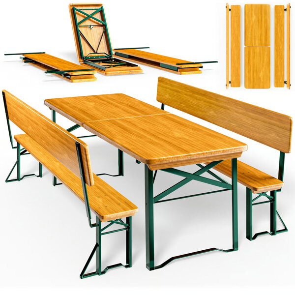 Pivski set PRAKTIK s naslonima, 170 cm, smeđi