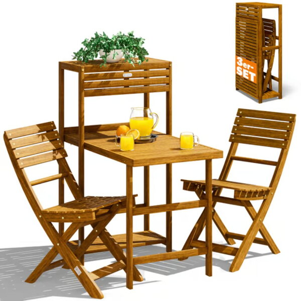 Balkonski set PATIO, 3-dijelni, prirodno drvo