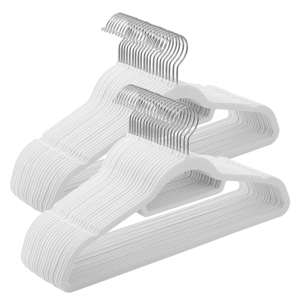 Set baršunastih protukliznih vješalica CHIC, 50 kom, bijela