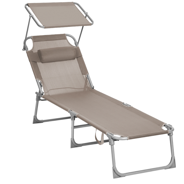 Vrtna ležaljka LAGUNA s podesivim sjenilom, 193x59x30cm, smeđe-siva (taupe)