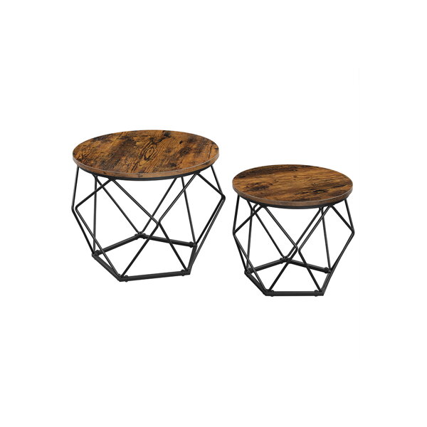 Set klub stolića VERA, 50x40 cm / 40x36 cm, smeđa/crna 