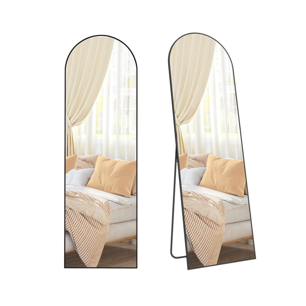 Zaobljeno ogledalo UMBRA, 160x50 cm, crna