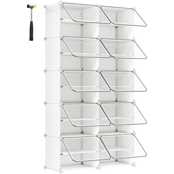 Organizator za obuću KIMBERLY, 10 kutija, bijela/prozirna