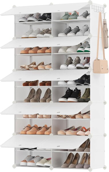 Organizator za obuću KIMBERLY, 10 kutija, bijela/prozirna
