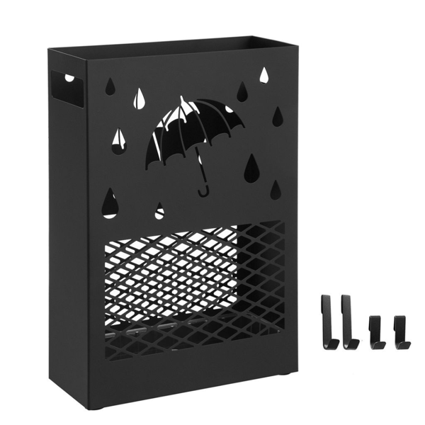 Metalni stalak za kišobrane RAIN, 28x12x41cm, crni