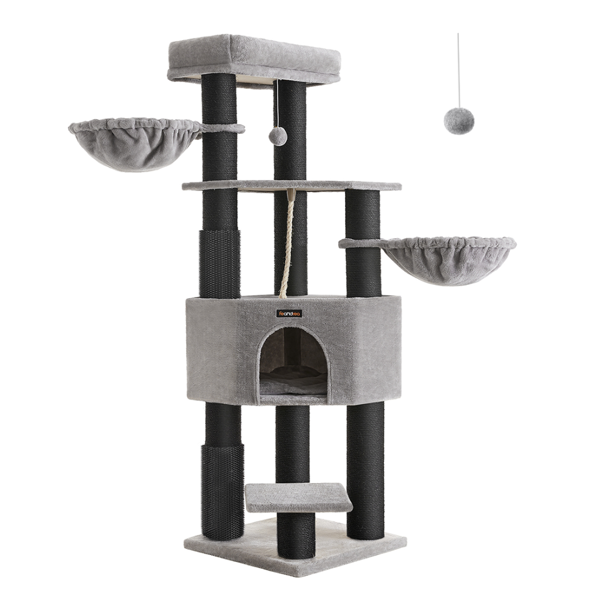 Mačji drvo ONYX, 50x50x160cm, siva/crna