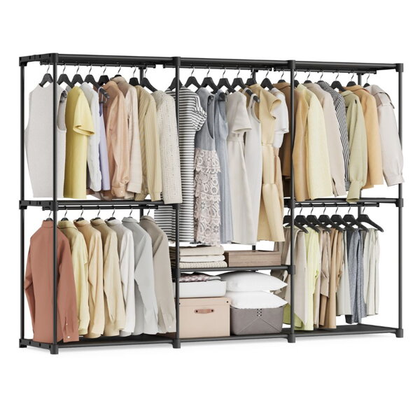 Otvoreni ormar s policama DRESSIO, 205x43x166 cm, crna